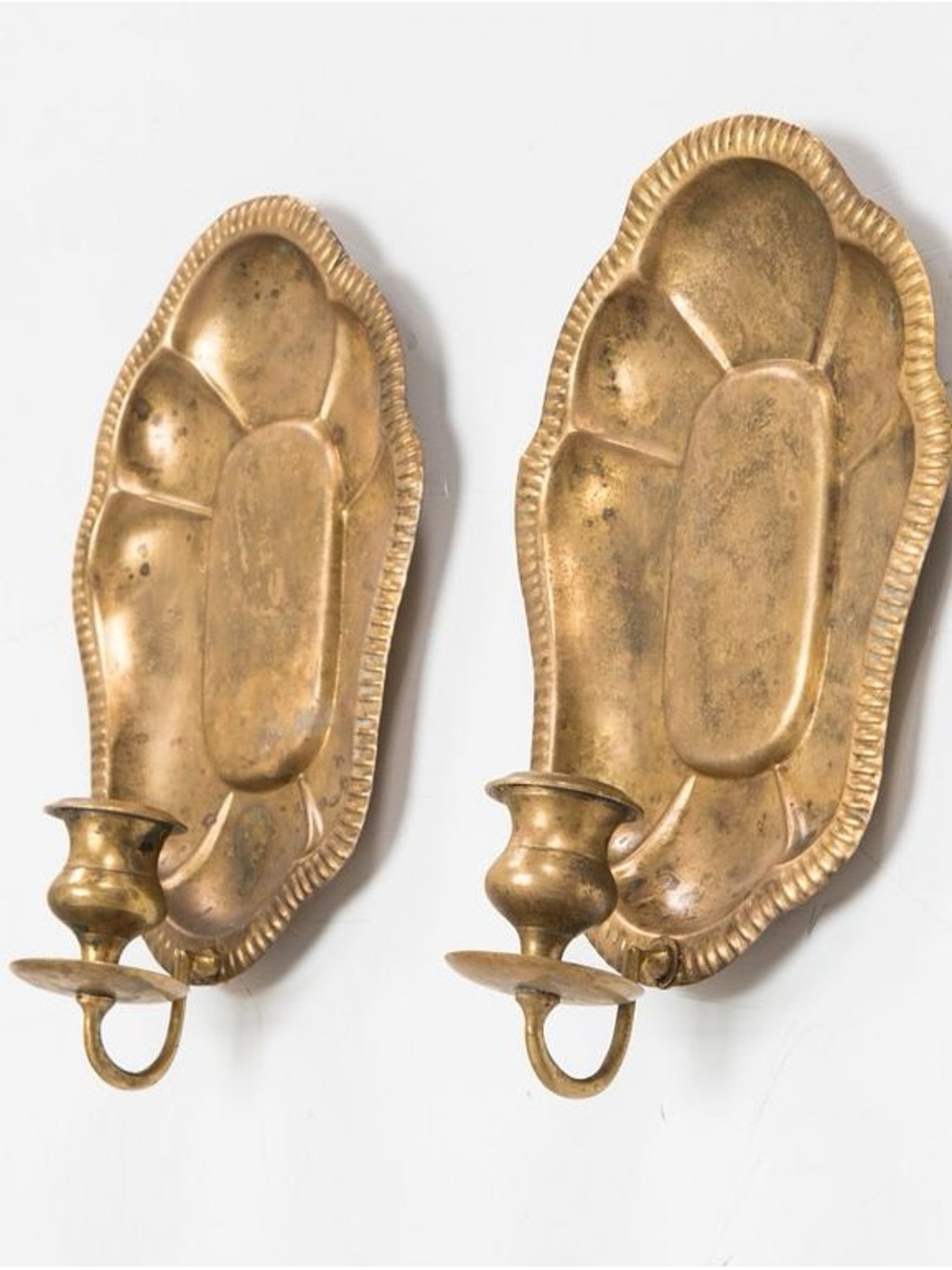 Antique-Style Brass Wall Sconces - Pair